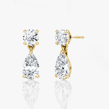 Signature  Round & Pear Cut Dimond Earrings