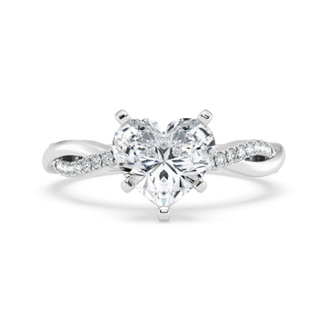 Petite Heart Twisted Vine Engagement Ring