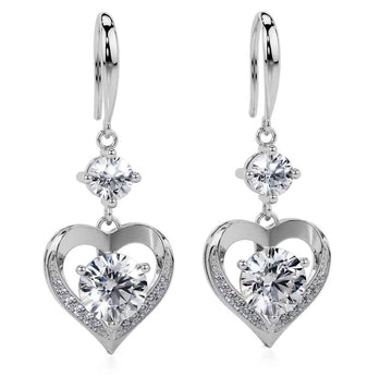 Valentine Heart Shaped Diamond Earrings