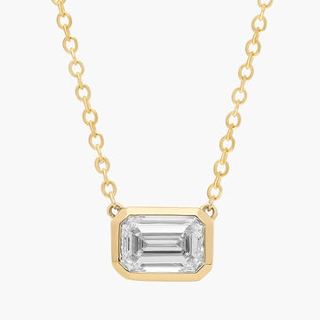 East West Emerald Cut Bezel Lab-Grown Diamond Pendant