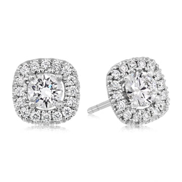 Alice Cushion Halo Diamond Earrings