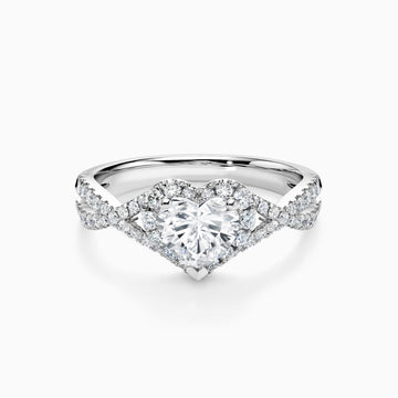 Lee's Heart Shaped Halo Twisted Engagement Ring