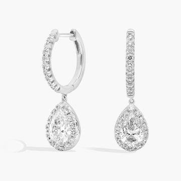 Pear Halo Dangle Diamond Earrings