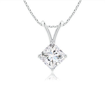 Prong-Set Princess-Cut Diamond Solitaire Pendant