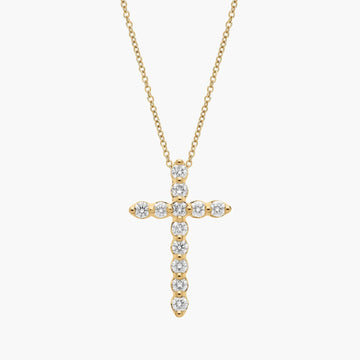Floating Diamond Cross Pendant in 18 k Yellow Gold