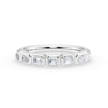 East-West Emerald Cut Wedding Ring