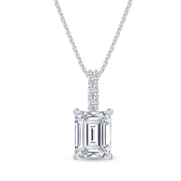 Angel Emerald Cut  Diamond  Pendant