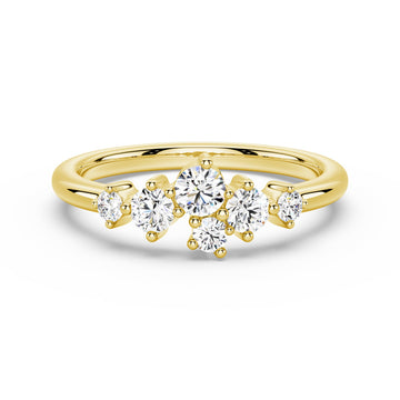 Confetti Round Brilliant Cut Wedding Ring