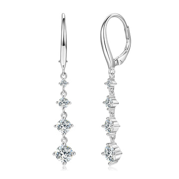 Graduated Pierced Diamond Dangling Earrings