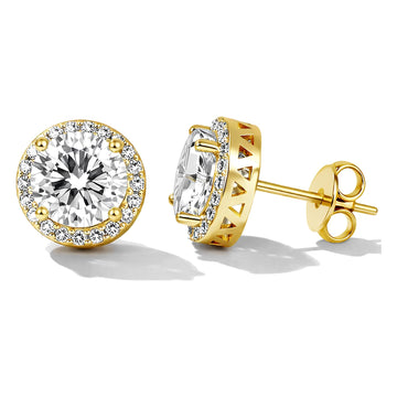 Shelly Halo Stud Diamond Earrings