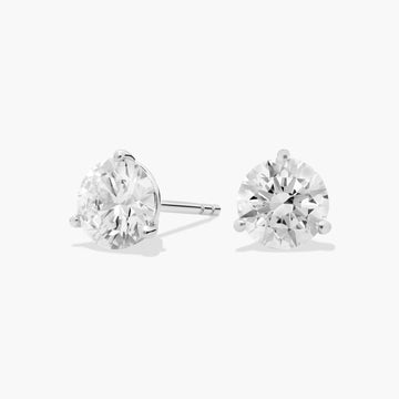 Three Prong Martini Round Brilliant Earrings