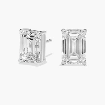 Emerald Cut Diamond Stud Earrings
