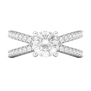 Flower's Round  X Shape Engagement Ring