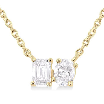 Toi Et Moi Emerald & Oval Diamond Pendant