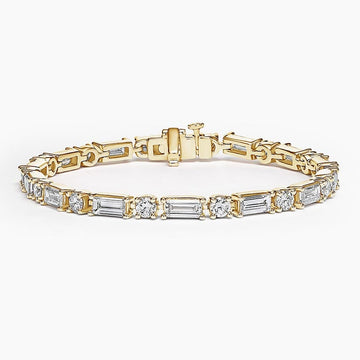 Baguette and Round Lab Diamond Tennis Bracelet