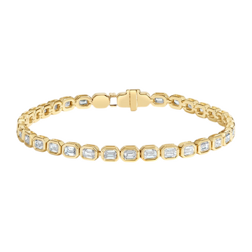 Emerald-Cut Lab Diamond Bezel Tennis Bracelet