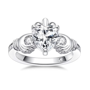 Irish Celtic Heart Shape Knot Crown Engagement Ring