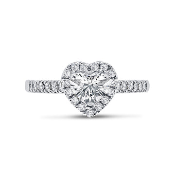 Heart Pave Band Diamond Engagement Ring