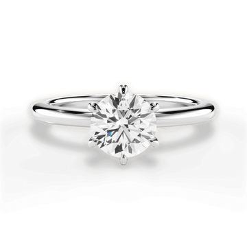 The Una Round Cut 14kt White Gold Classic Six-Prong Solitaire Engagement Ring